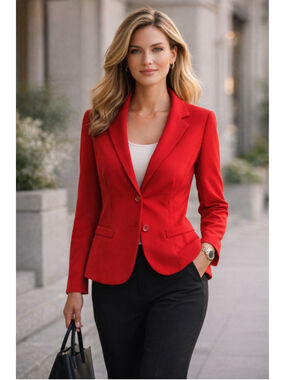 Joseph Ribkoff Blazer Women’s L Tailored Stretch Career Statement Classic Red